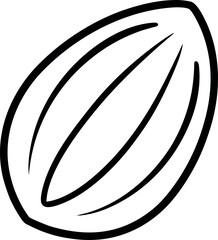 Black and White Almond Nut Line Drawing for Food Illustration Use