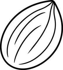 Hand Drawn Single Almond Nut Illustration Isolated on White Background