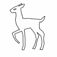 Illustration of a deer in black outline on a white background