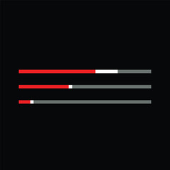Set of minimalist loading bars progress indicators for website and app design vector illustration isolated on black background