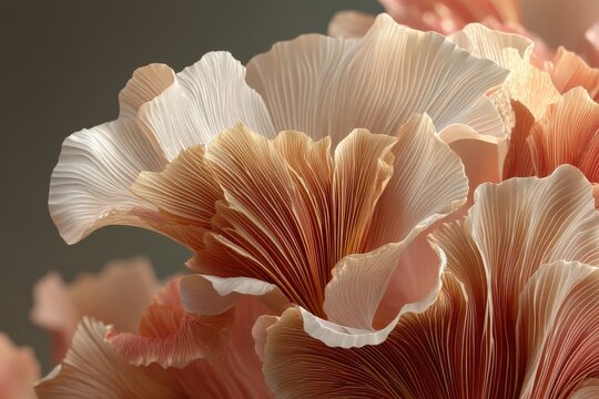 Peach and beige abstract flower close-up with soft petal textures and warm tones
