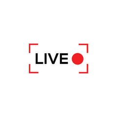 Live stream icon with red dot simple vector design for broadcasting and online video isolated on white background