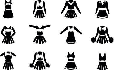 Cheerleading uniform vector set cheer team clothing template sport apparel