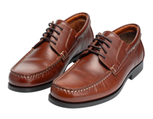 Brown leather moccasins isolated on transparent background