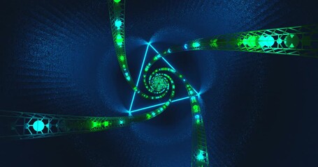 Dynamic tunnel video VJ loop showcasing seamless green neon visuals in a captivating spiral motion - Powered by Adobe