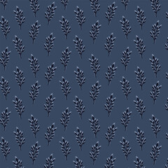 Block print  Botanicals seamless vector pattern
