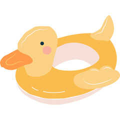 Yellow Duck Shaped Inflatable Ring With Orange Beak And Blue Eye Floating Illustration Transparent Background