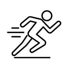 Thin black vector of a fast runner leaning forward with motion streaks, symbolizing focus, power, and endurance in sports and marathon races.