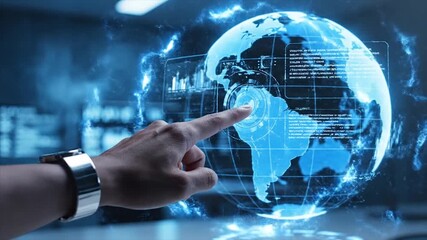 Touching the Digital Globe Futuristic Technology and Global Connection. - Powered by Adobe