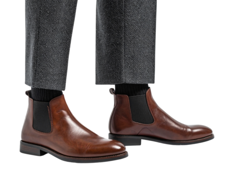 Dark brown oxford shoes isolated on transparent background