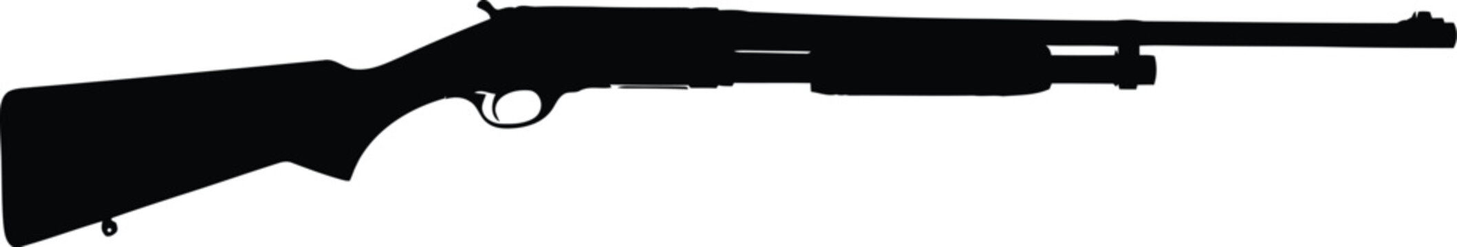 Vintage Shotgun Silhouette - Wooden Stock Metallic Barrel Vector