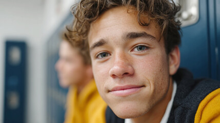 Teenage emotions and school life: a moment of reflection in hallway