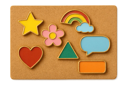 Playful variety of children's learning shapes on a textured surface, ideal for education and creative projects