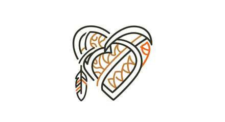 Symbolic line art of a child's heart, featuring intricate indigenous-inspired patterns and a feather, representing the National Day for Truth and Reconciliation, symbolizing remembrance, healing, and