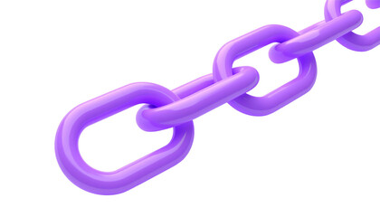 A glossy, light purple chain link segment is isolated against a pure black backdrop