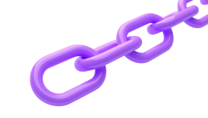 A glossy, light purple chain link segment is isolated against a pure black backdrop