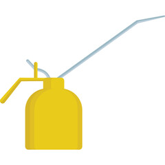 Yellow oil can with a long silver spout on a white background industrial lubricant dispenser for machinery maintenance and lubrication purposes clean and simple graphic design illustration