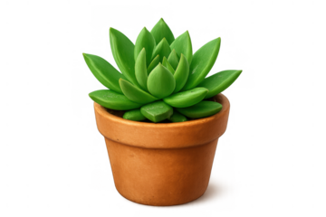 Green succulent plant growing in a terracotta pot, creating a natural, fresh, and decorative houseplant accent