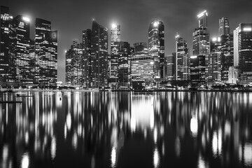 Fototapeta premium Singapore Islan,lights, buildings, architecture, modern, city, housing estate, style, endless