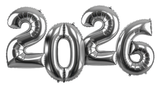 3d render of Celebration banner with happy new year 2026 balloons floating
