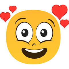 Yellow Smiley Face With Red Hearts Floating Around Its Head Expressing Love And Joy
