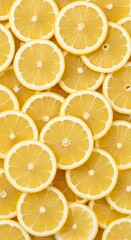 Seamless Pattern of Fresh Yellow Lemon Slices Filling the Frame citrus fruit