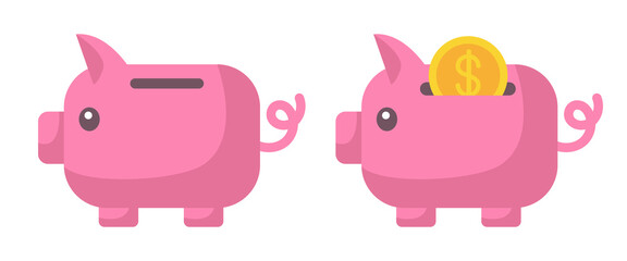 Fototapeta premium Piggy bank icon. Vector flat illustration isolated on white background.