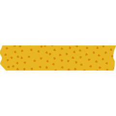 Yellow Washi Tape With Small Orange Heart Pattern Isolated On White Background