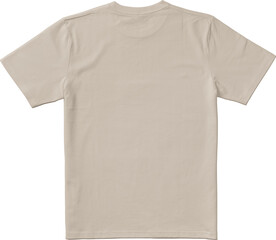 Apparel Mockup of High-Quality Blank Bone Natural T-Shirt Back View Template on White Transparent Background 