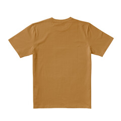 Apparel Mockup of High-Quality Blank Caramel T-Shirt Back View Template on White Transparent Background 