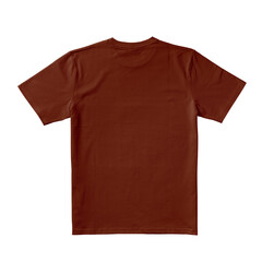 Apparel Mockup of High-Quality Blank Deep Red  T-Shirt Back View Template on White Transparent Background 