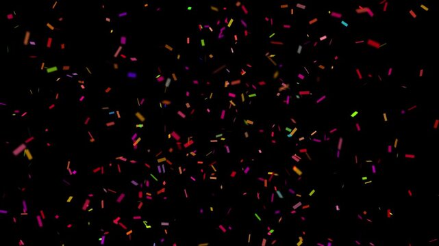 Confetti animation, perfect for celebration, festival, birthday, New Year, wedding, holiday, anniversary, event, festive video projects. Includes transparent on Alpha Channel ProRes 4444.
