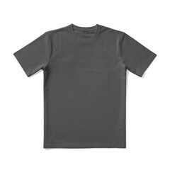 Apparel Mockup of High-Quality Blank Charcoal Grey T-Shirt Front View Template on White Transparent Background 