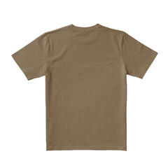 Apparel Mockup of High-Quality Blank Mocha Brown T-Shirt Back View Template on White Transparent Background 