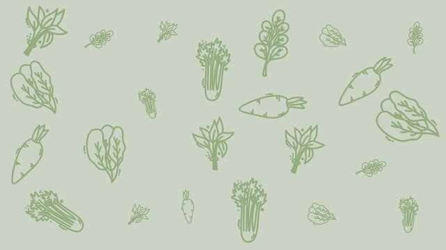 Pattern of lettuce, carrots, and celery. Fresh ingredients ideal for food blogs, recipe cards, kitchen decor, and healthy lifestyle concepts.