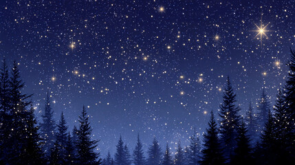 Fototapeta premium Starry night sky over a tranquil forest landscape