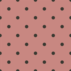 Playful pink background with evenly spaced black polka dots, creating a classic, retro, and cheerful pattern for versatile designs.