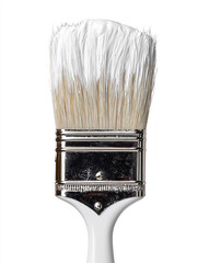 Paint Brush With White Stroke On White Background Representing Art, Creativity, And Design