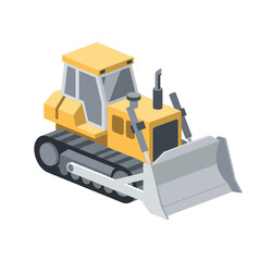 simple minimalistic vector illustration of a bulldozer in isometric view