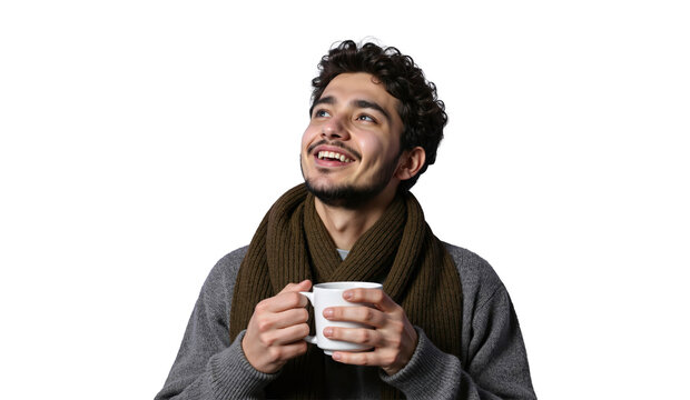 Handsome businessman smiling and holding a black coffee mug - Powered by Adobe