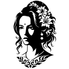 Traditional female portrait silhouette