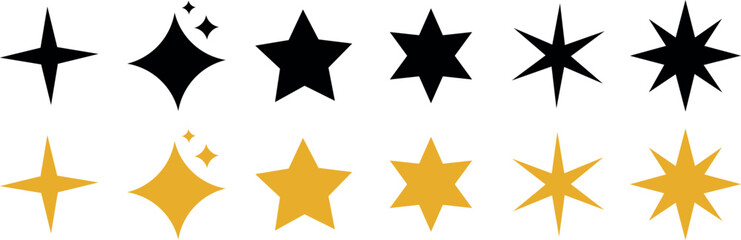 Star icons. Twinkling stars. Sparkles, shining burst. Christmas vector symbols isolated. Retro futuristic sparkle icons collection. collection of star icons in vector, shining icons, shiny, sparkling © Maite