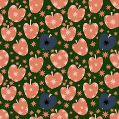 Summer fruit seamless apples pattern for wrapping paper and fabrics and party accessories and kids print
