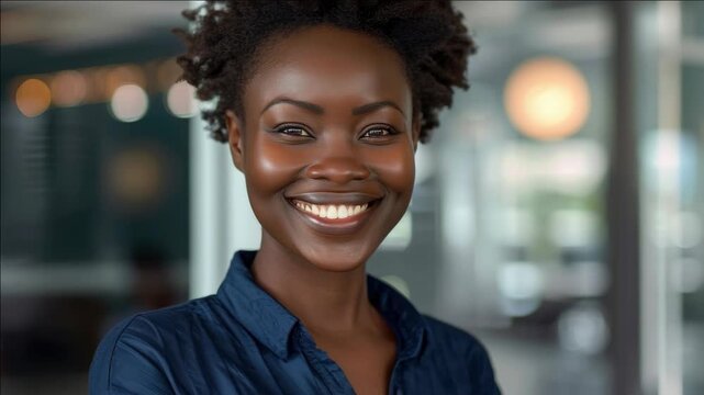 A happy individual at a venue entryway.