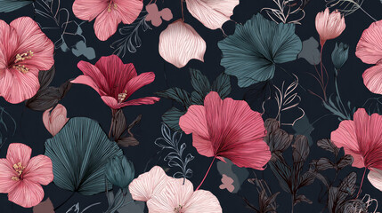 Isolated icon of flowers and leaves