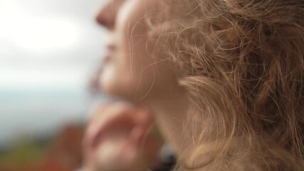 Beautiful Serene Woman Profile Looking Out Over Nature Vertical video - Powered by Adobe