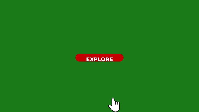 Red oval button with white text EXPLORE and a white cursor hand icon on a green background explore