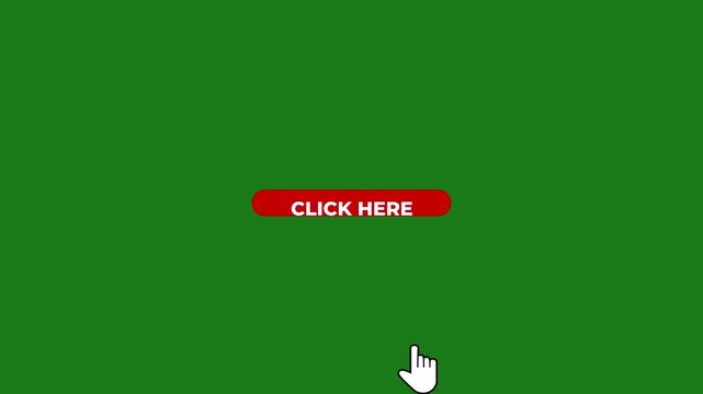 Red oval button with white text CLICKHERE and a white cursor hand icon on a green background