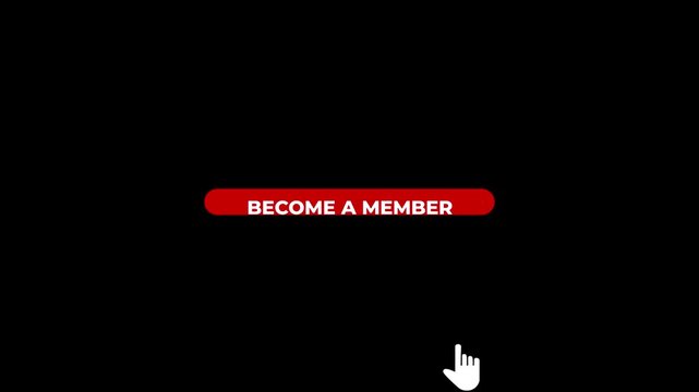 Red button with white text BECOMEAMEMBER and a white cursor hand icon on a black background
