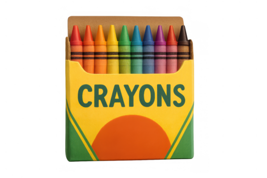 Colorful crayon box showcasing various hues, representing creativity, art, school, and childhood education concepts